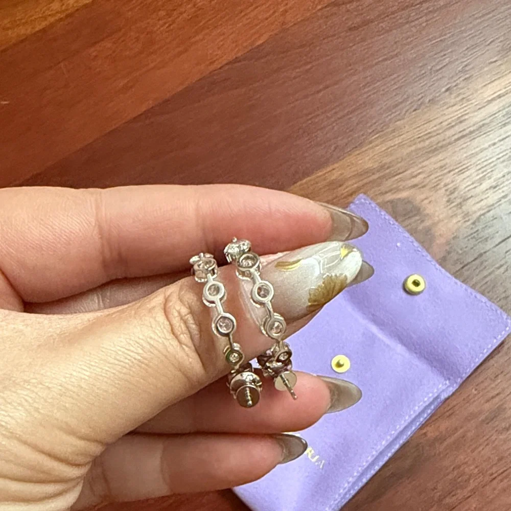 Melinda Maria Clear Crystal Hoop Earrings - Picture 3 of 5